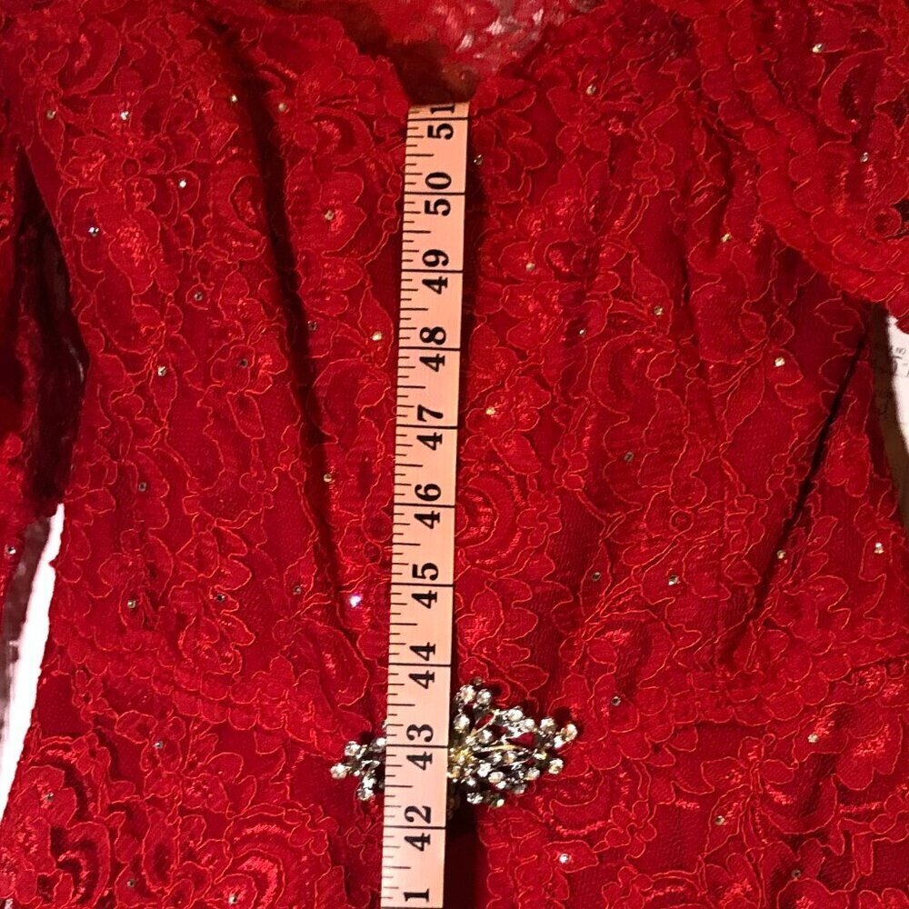 Ideas by Barbara Red Long Gown/Dress 5825-14 Size Small - Picture 11 of 12